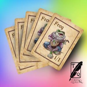 Frog Token for MTG, Pack of 5 tokens to use with Magic the Gathering, Proxy art, human artist, 1/1 Frog