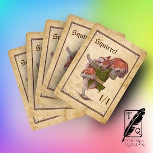 Squirrel Token for MTG, Pack of 5 tokens to use with Magic the Gathering, Proxy art, human artist, 1/1 Squirrel