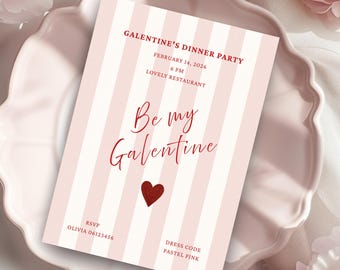 Galentine's Day Invitation Template, Editable Valentine's Day Party Invite, Girls' Night, Brunch, Dinner, Cocktail Party Invitation