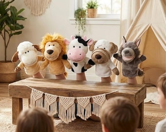 Soft Animal Hand Puppets for Toddlers | Montessori Baby Puppet Toy | Nursery Storytelling Plush | Baby Shower Gift