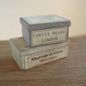 Dollshouse miniature  vintage boxes, miniature boxes, dollshouse box, miniature shop,  dollshouse box,  miniature box 1:12 one inch scale