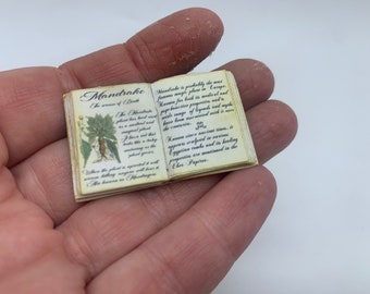 Dollshouse miniature open book, 1:12 scale magic  book,  miniature wizard book