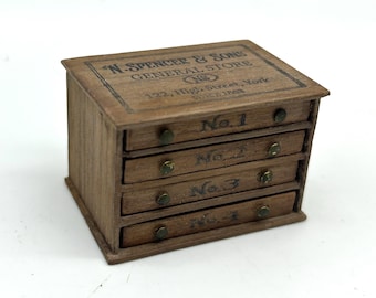 Dollshouse miniature furniture, 1:12 scale chest of drawers