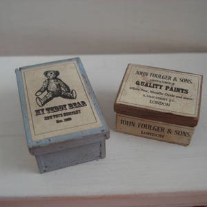 Dollshouse miniature  vintage box,  2 miniature wood boxes,  miniature shop, dollshouse accessories,  miniature box 1:12 one inch scale