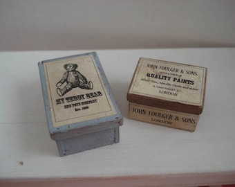 Dollshouse Miniature Vintage Wood Boxes, 1:12 Scale, Shop Accessory