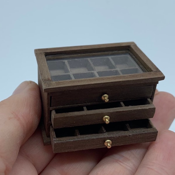 Dollshouse miniature furniture,  one inch 1:12 scale chest of drawers, dollshouse furniture, miniature collector chest if drawers