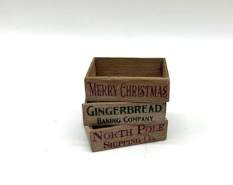 Dollshouse miniature Christmas crates,  1:12 scale