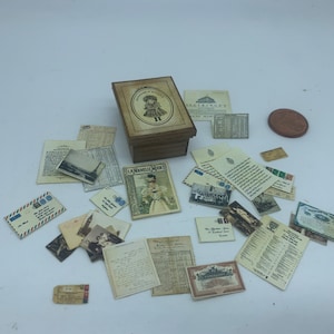Dollshouse miniature letters, miniature old papers, dollshouse vintage documents, dollshouse post