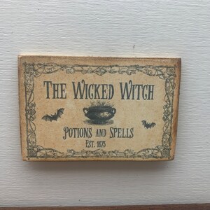 Dollshouse miniature Halloween sign, magical wooden sign, 1:12 scale