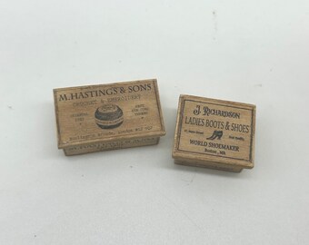 Dollshouse Miniature Vintage Wooden Boxes, 1:12 Scale