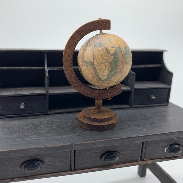 Miniature turning globe, miniature furniture, miniature one inch 1:12 scale, dollshouse furniture, miniature office