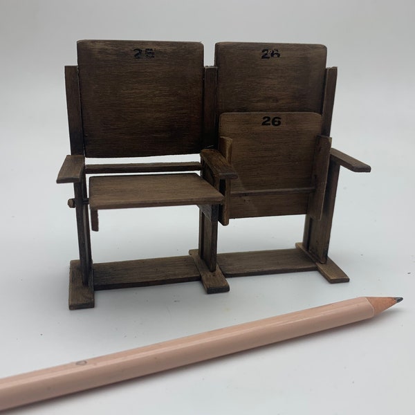 Dollshouse miniature theatre seats, miniature cinema chair, miniature 1:12 scale