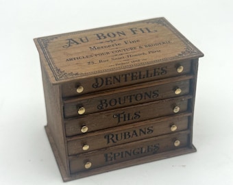 Dollshouse miniature furniture, chest of drawers 1:12 scale