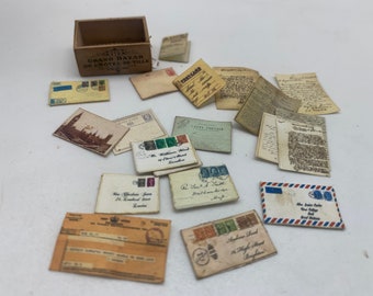 Dollshouse miniature letters miniature old papers, dollshouse vintage documents, dollshouse lpost