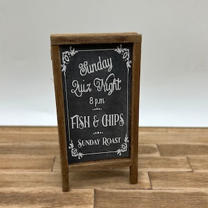 Dollshouse miniature blackboard, miniature sign, miniature menu, dollshouse sign, one inch 1:12th scale