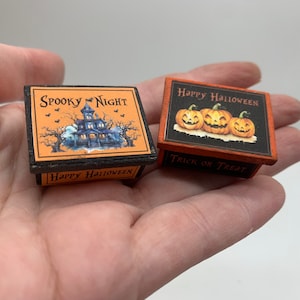 Dollshouse miniature  magical box,  2 miniature wooden boxes,  miniature wizard, dollshouse Halloween,  miniature box 1:12 one inch scale