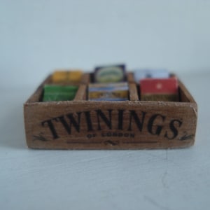 Dollshouse miniature 1:12 scale, miniature tea box, dollshouse box of tea bags