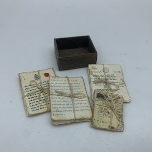 Dollshouse miniature old documents,  miniature old papers, dollshouse vintage sheets, dollshouse 1:12 scale ephemera