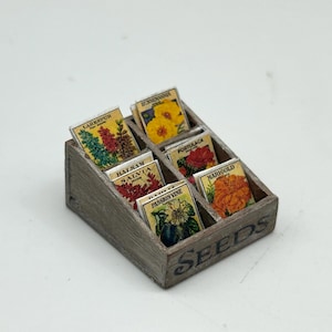 Dollshouse miniature seeds box, miniature garden box, 1:12th scale