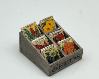 Dollshouse miniature seeds box, miniature garden box, 1:12 scale