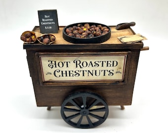 Dollshouse miniature roasted chestnuts cart, 1:12 scale