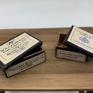 Dollshouse miniature  vintage box,  2 wooden boxes, miniature shop,  dollshouse accessories, miniature box 1:12 one inch scale