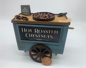 Dollshouse miniature roasted chestnuts cart, 1:12 scale