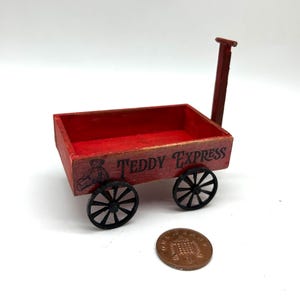 Dollshouse miniature toys wagon, 1:12 scale children cart