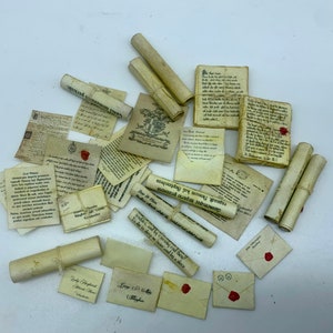 Dollshouse miniature old papers,  miniature ephemera, dollshouse  sheets, dollshouse 1:12 scale