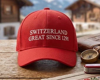 Switzerland Embroidered Hat | Swiss Pride Baseball Cap | Great Since 1291 Hat | Adjustable Unisex Cotton Hat | Gift for Switzerland Lovers