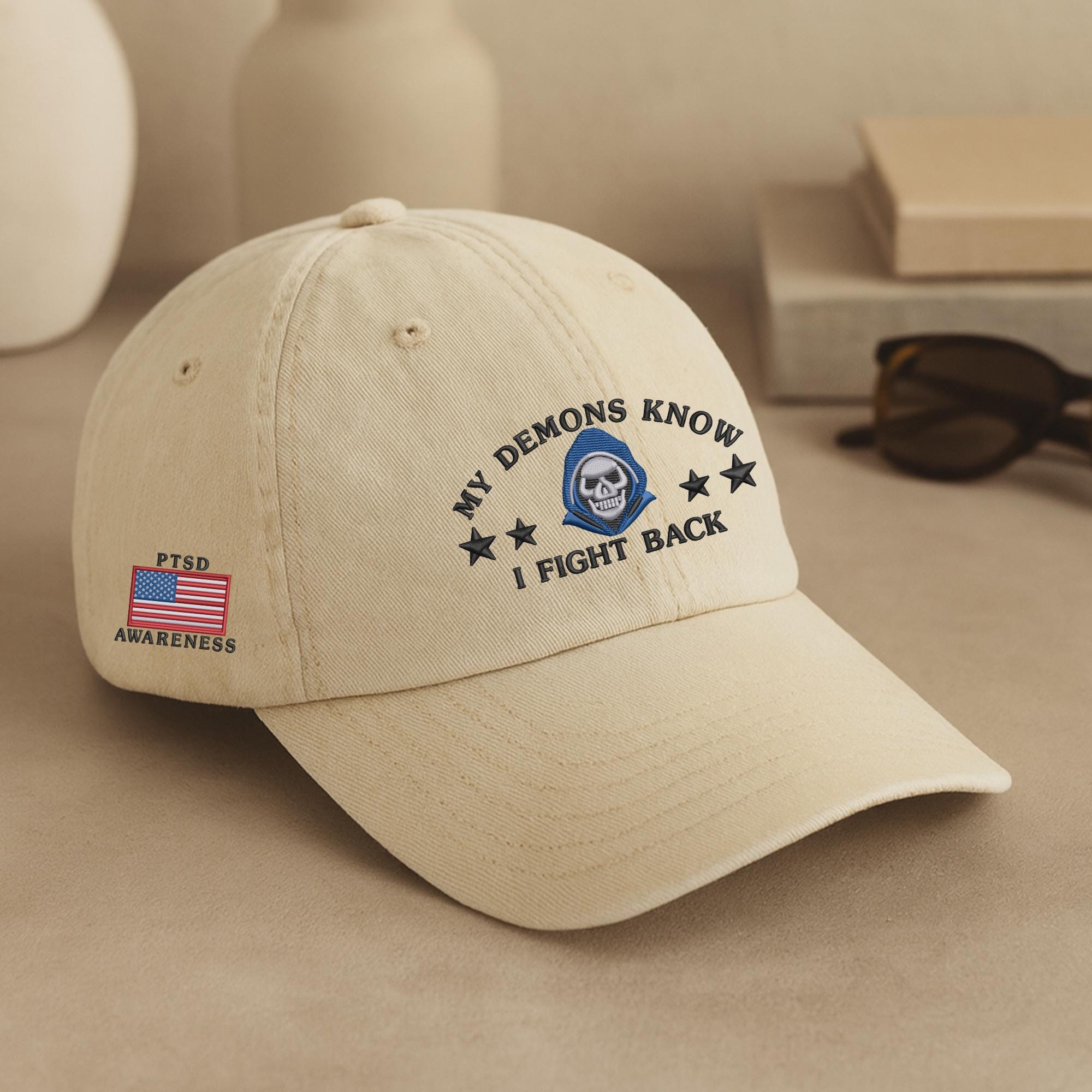 Berretto Baseball PTSD Awareness - 'My Demons Know I Fight Back' - Unisex Nero