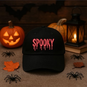 Spooky Embroidered Halloween Hat, Spooky Season Baseball Cap, Trick Or Treat Hat, Fall Halloween Spooky Hat, Halloween Party Favors