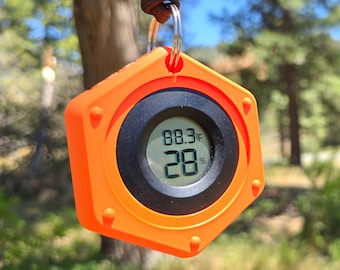 EnviroChecker/Link - Termómetro digital portátil, higrómetro, accesorio EDC, accesorio para mochila, medidor de humedad, senderismo, camping y viajes