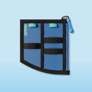 NOMAD Teak Slim - Cartera de bolsillo frontal / Azul arrecife, Cartera de viaje, Cartera delgada de bolsillo frontal, EDC, Regalos para él, Regalos para hombres, Senderismo y acampada