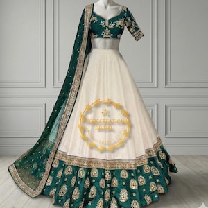 Buy Green and White Lehenga Online In India - Etsy India Buy Green and White Lehenga Online In India - Etsy India