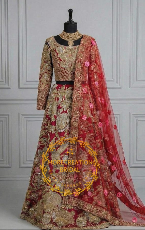 Red Color Indian Bridal Lehengacholi, Heavy Bridal Dress, Pakistani Wedding  Wear, Indian Woman Wedding Lehenga, Bridal Lehenga Choli, Bridal - Etsy