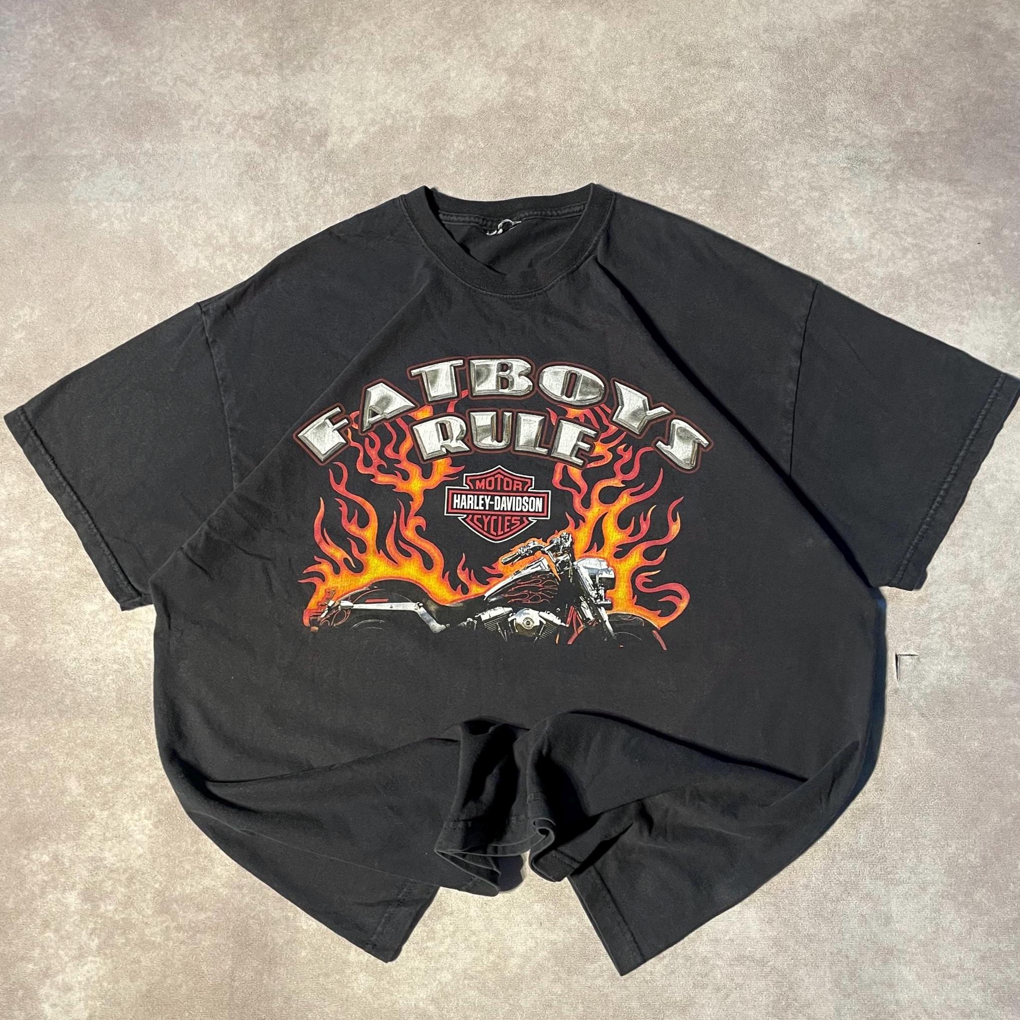 Harley-Davidson Fat Boy Tシャツ L ブラック For Harley-Davidson FLFBS Fat Boy 114 2018-2024 fans