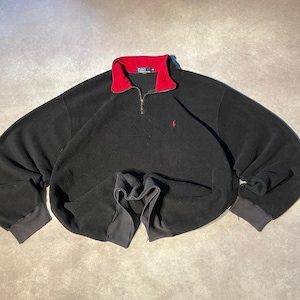 Vintage Polo Ralph Lauren Logo Fleece Quarter Zip Sweater