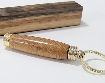 Secret Compartment Key Chain Authentic Whiskey Barrel Wood