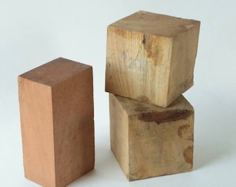 Lot of 3 Assorted Wood  Blanks, Wood turning Blocks, Wooden Blanks for Crafts