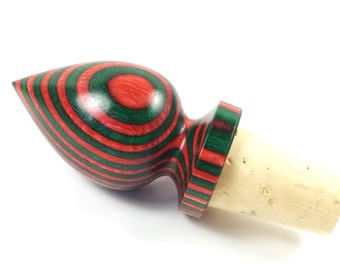 Handmade Laminated Wood Wine Bottle Stopper, Hostess Gift