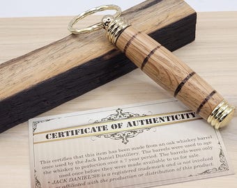 Authentic Whiskey Barrel Wood Key Chain with Compartment