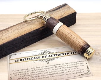 Authentic Whiskey Barrel Wood and Antler Key Chain with Compartment