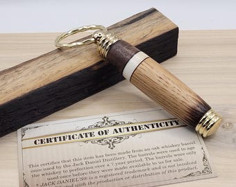 Authentic Whiskey Barrel Wood and Antler Key Chain with Compartment