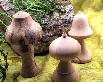 Handcrafted Wooden Mushrooms