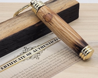 Authentic Whiskey Barrel Wood Key Chain with Compartment