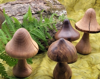 Handcrafted Wooden Mushrooms
