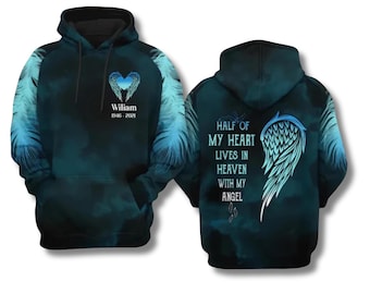 Sudadera con capucha personalizada con alas de ángel para conmemorar a un ser querido.