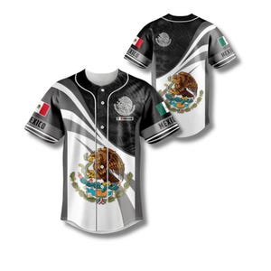 Personalized Mexico Flag Baseball Jersey Button Up Shirt Custom Name Unisex