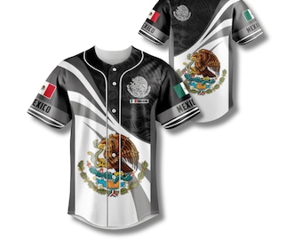 Personalisierte Mexiko Flagge Baseball Jersey Button Up Shirt Benutzerdefinierte Name Unisex